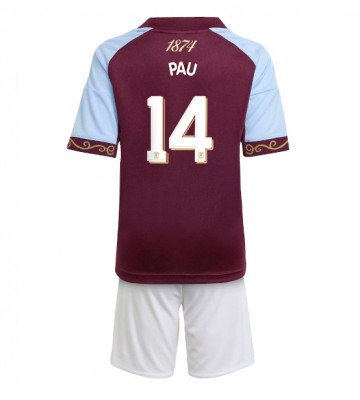Aston Villa Pau Torres #14 Hjemmebanetrøje Børn 2025-26 Kortærmet (+ Korte bukser)